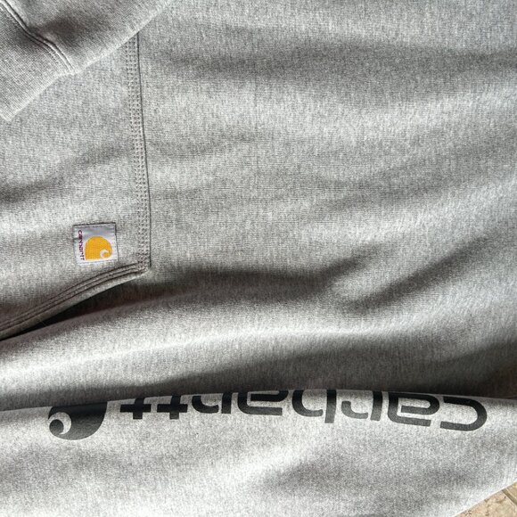 Carhartt‎ Gray Hoodie NWT Sz 3XL Loose Fit Pullover Sweatshirt Logo Sleeve - Picture 3 of 5